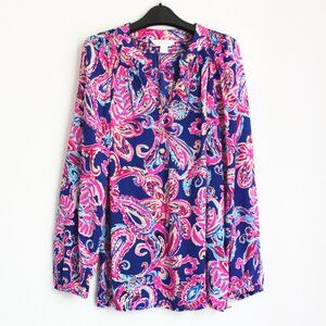 Lilly Pulitzer Elsa Silk Top, Multi Flitting About
